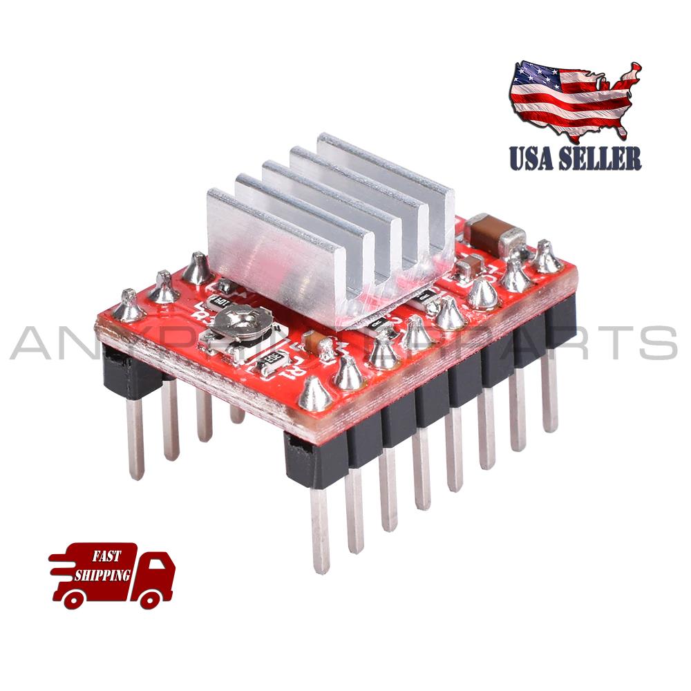 Picture of New Stepper Motor Driver Module with Heat Sink for 3D Printer RepRap A4988 Red